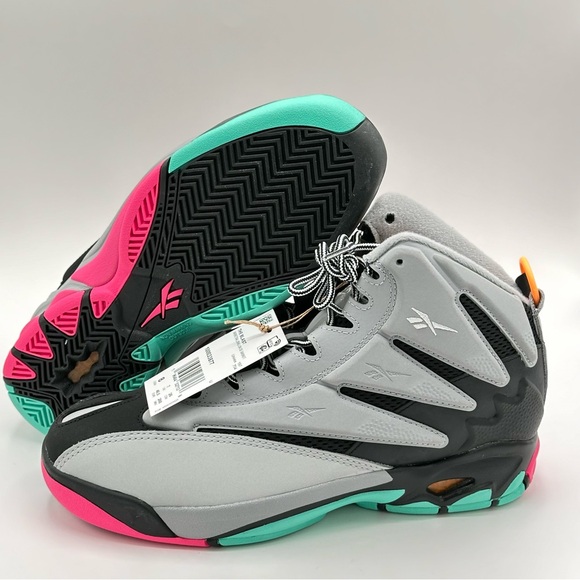 Men’s Reebok Blast Alamo US 8 Black Gray Blue Green Retro Basketball Lifestyle - Picture 4 of 12